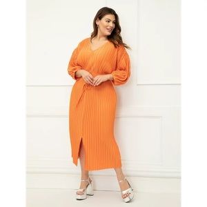 Eloquii Elements Puff Sleeve Plisse Dress